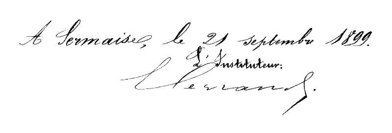 Signature de l'instituteur